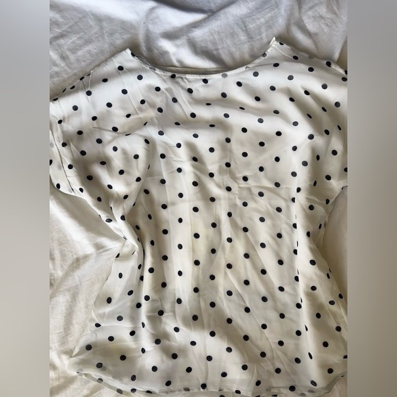 Tahari navy Polka Dot Sheer Blouse - Picture 5 of 5